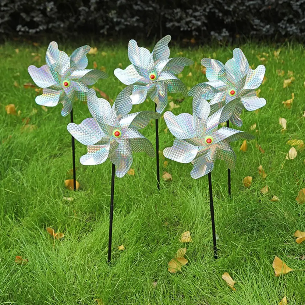 

6Pcs Bird Repeller Spinners Practical Colorful Reflection Reflective Windmills Effective Birds Deterrent Windmills