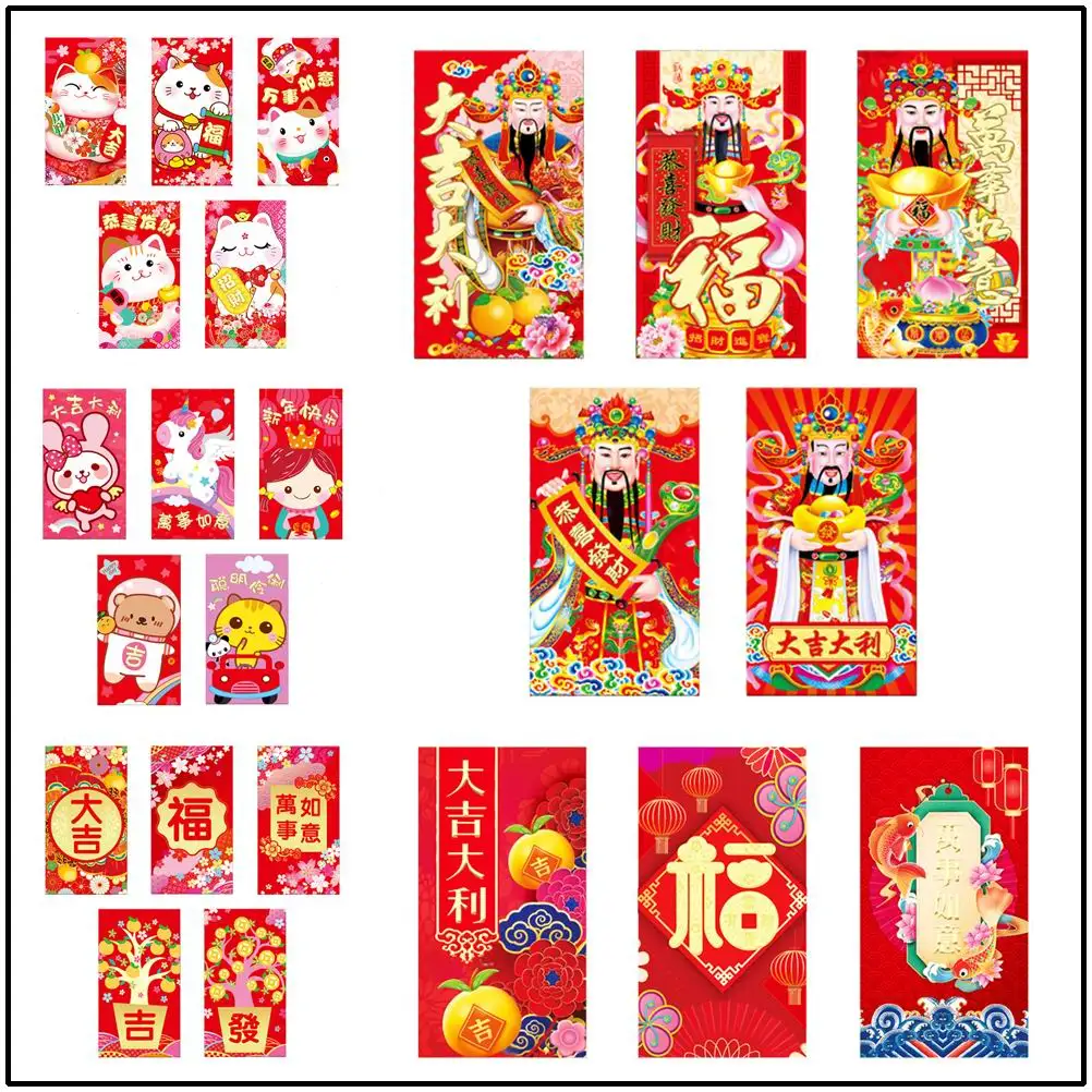 

1 пакет, Подарочная сумка для денег с рисунком из мультфильма, красный конверт для весеннего фестиваля, товары для праздника Hongbao в китайском...