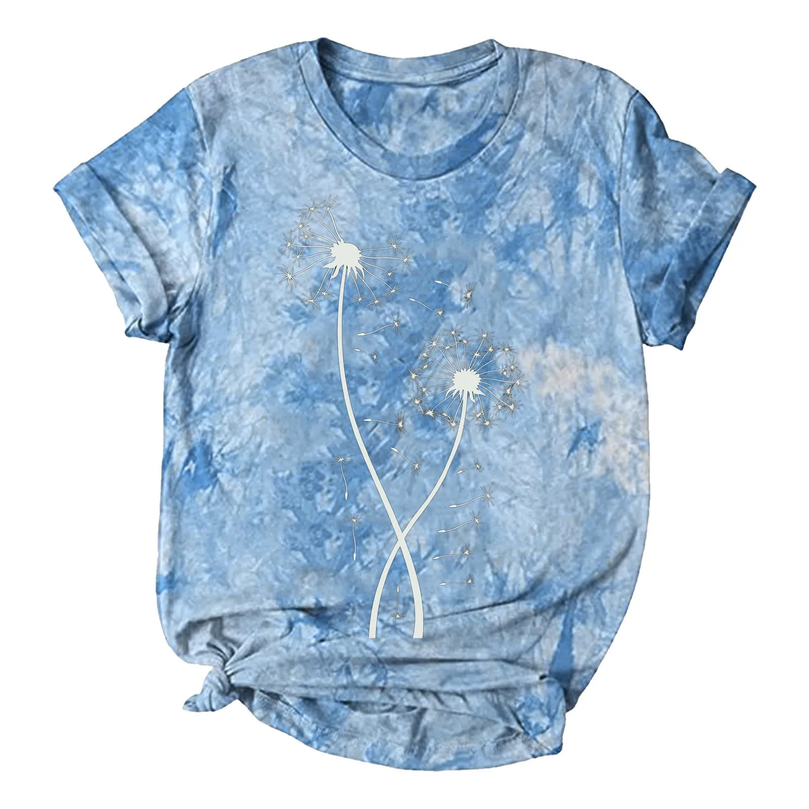 

Женская Повседневная Блузка с коротким рукавом и принтом, с круглым вырезом