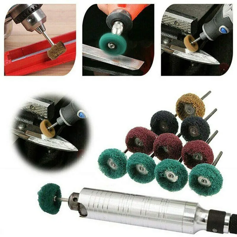 10pcs Mini Drill Abrasive Brush Nylon Buffing Polishing Wheel with 3mm Shank for Dremel Rotary Tool Accessories Set | Инструменты
