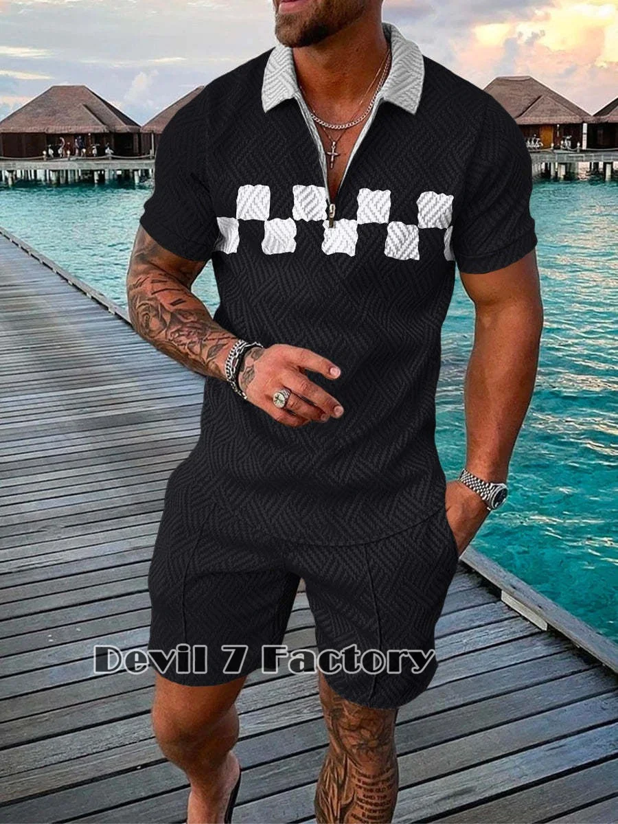 Men's Polo Shirts Short Sleeve Tracksuit Sets Summer Casual Shorts Suits Fashion 3D Print Luxury Shirts Male Clothes Streetwear