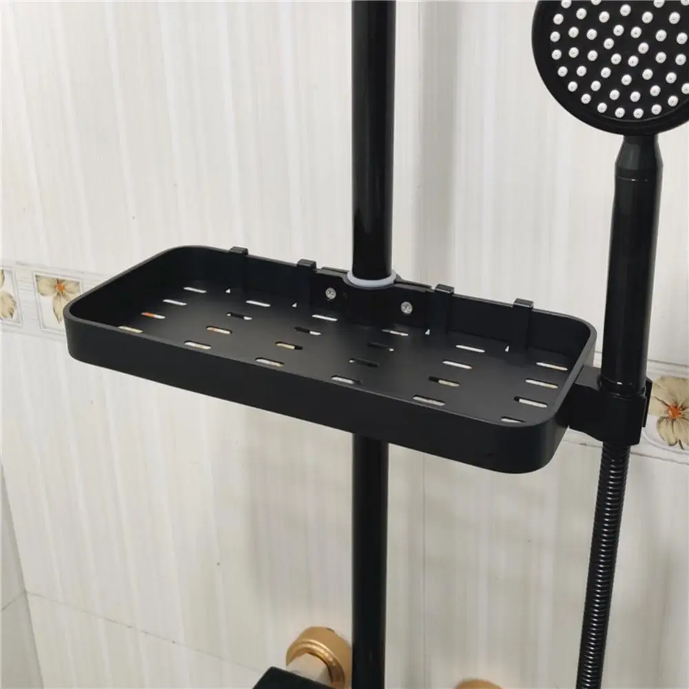 

Storage Rectangle Bathroom Shampoo Tray Lifting Rod No Drilling Shower Shelf Bathroom Shelves Home
