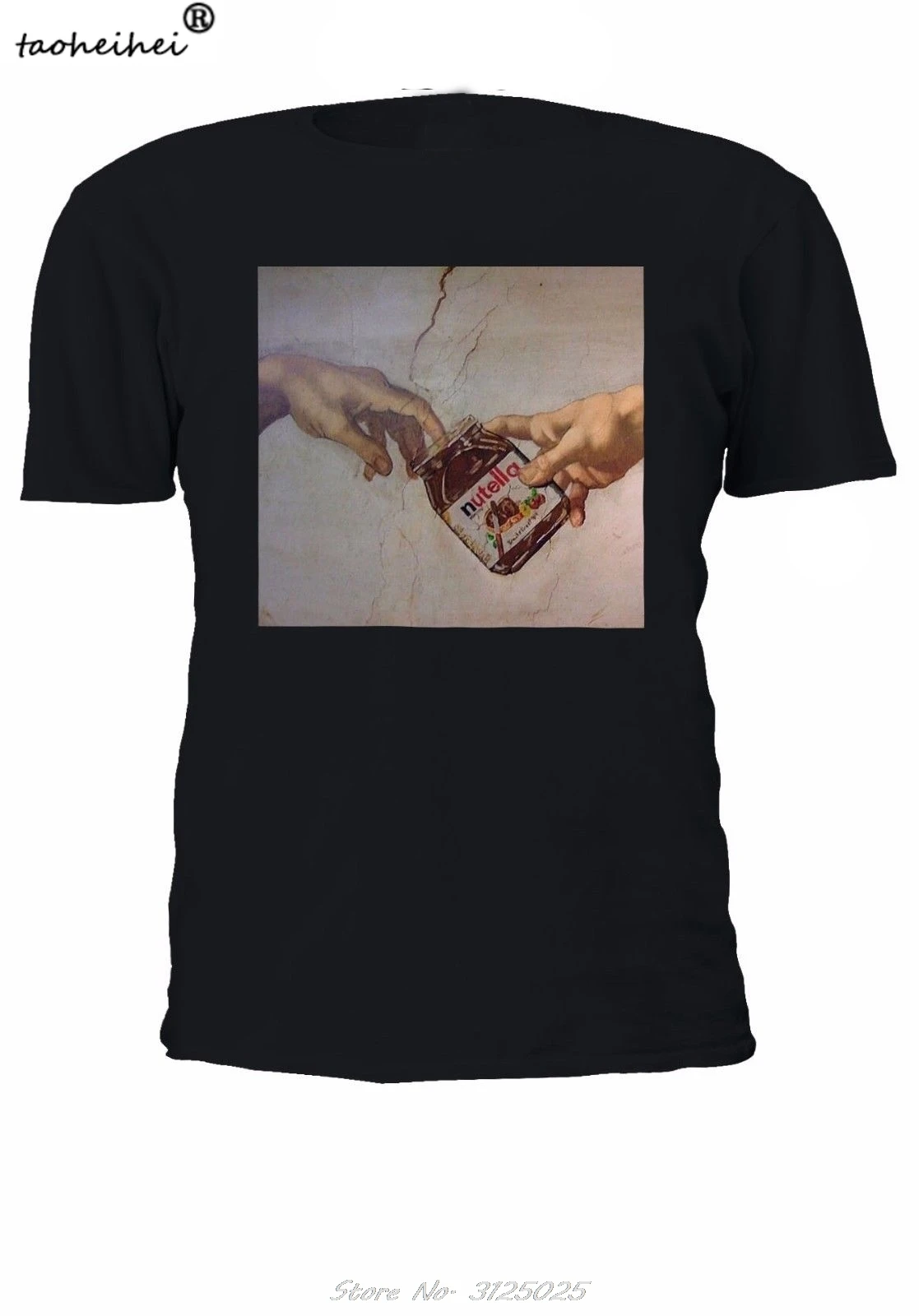 Футболка с надписью The Creation Of Adam Nutella Микеланджело для мужчин и женщин крутая