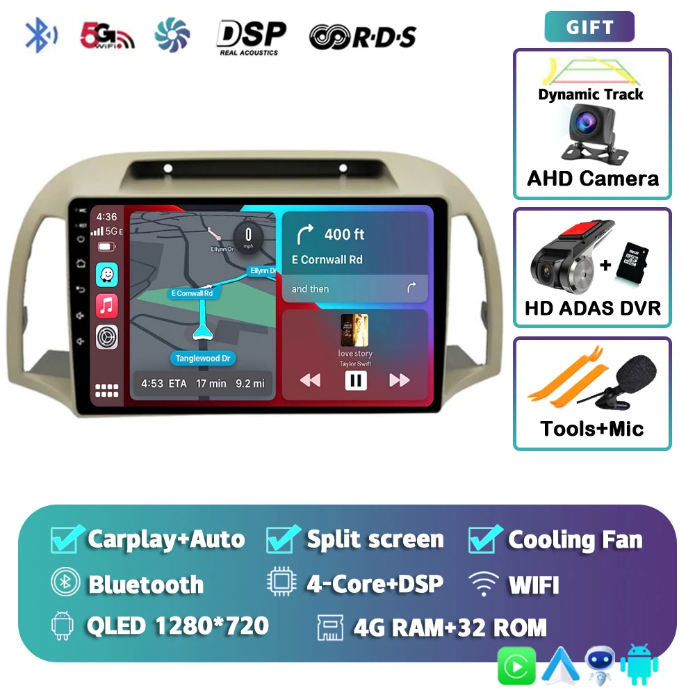 

Android 15 Carplay авто радио для Nissan March Micra K12 2002-2010 навигация авторадио аудио мультимедийный видеоплеер стерео