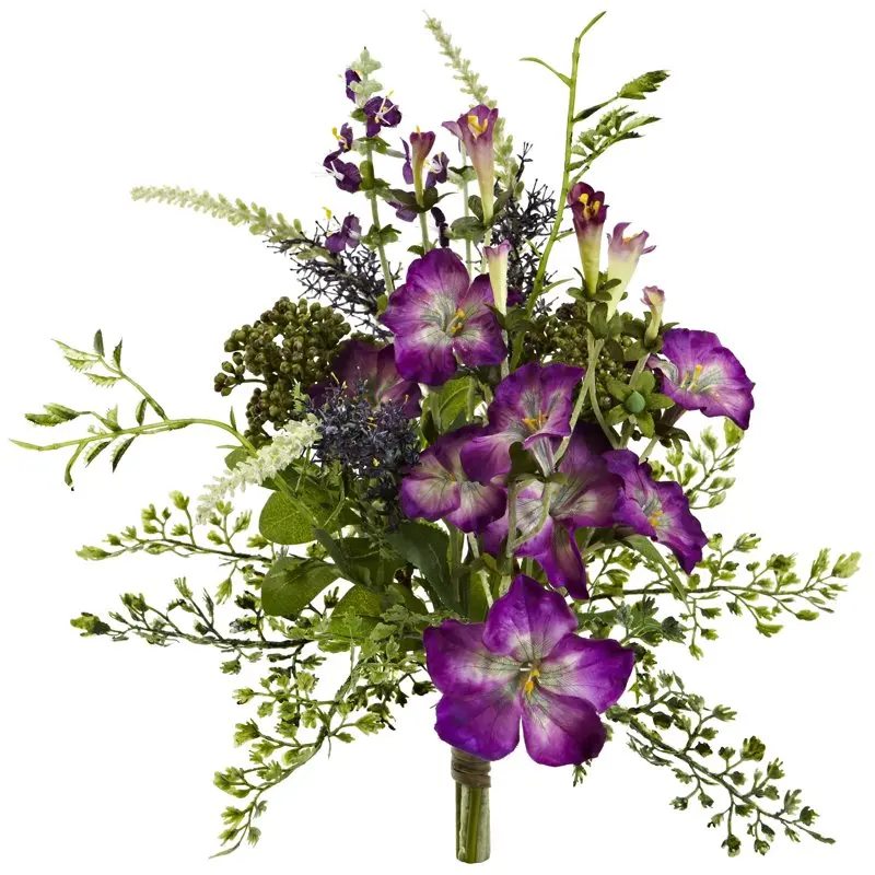 

9” Morning Glory Artificial Flower Bundle (Set of 3), Purple