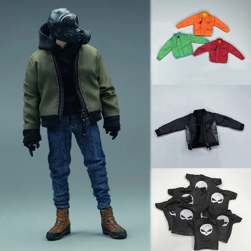 

CROW DH TOYS 1/12 Scale Male Soldier Trend Loose Jacket Coat Jeans Printed T-Shirt Clothing Model 6 Inches Action Figures Body