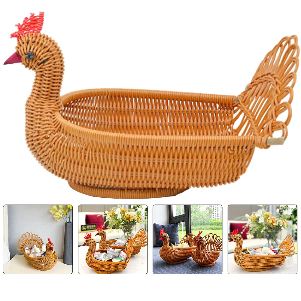

Household Snacks Basket Woven Fruits Serving Basket Peafowl Shape Storage Basket Table Decor