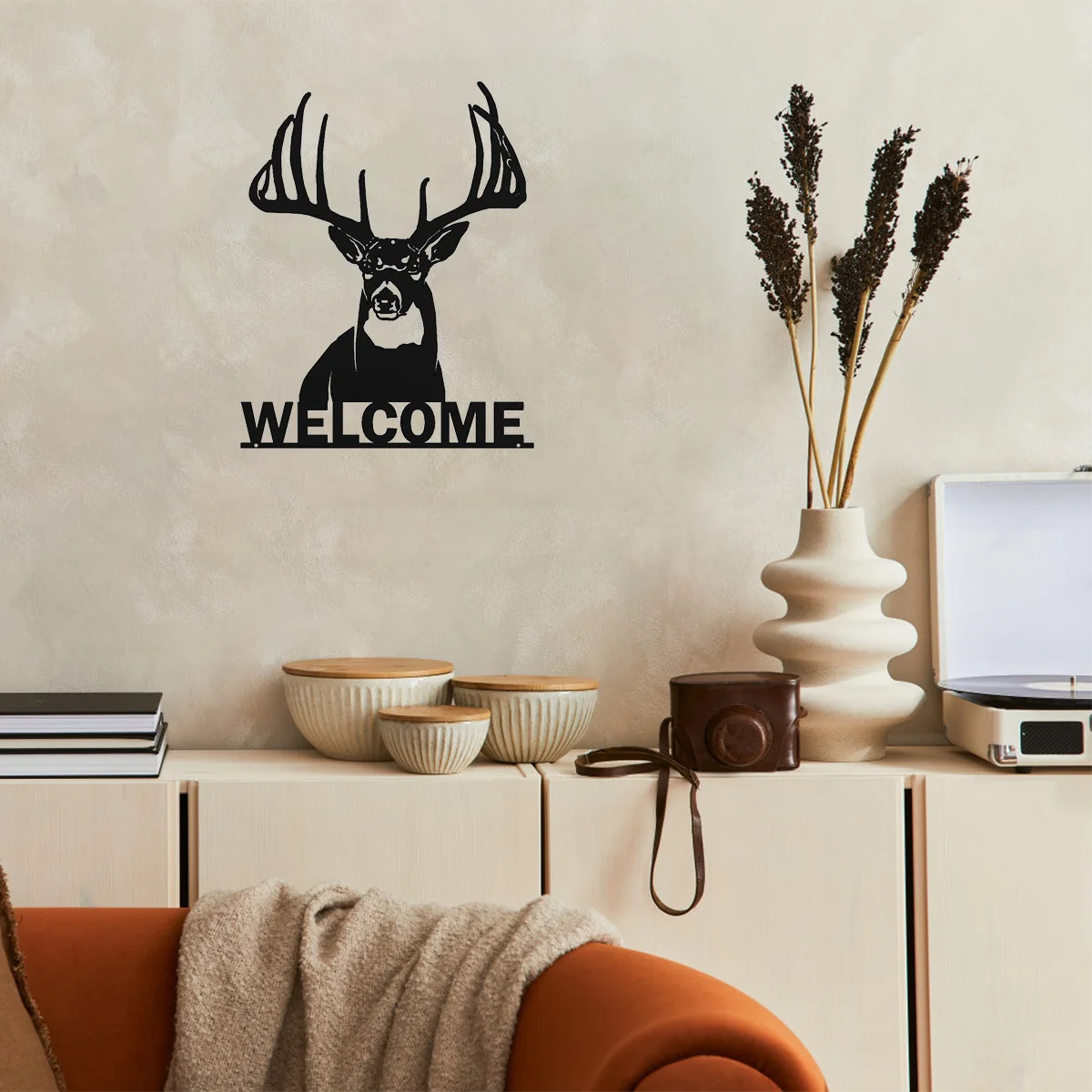 Великолепный металлический настенный художественный знак Whitetail Deer Buck —