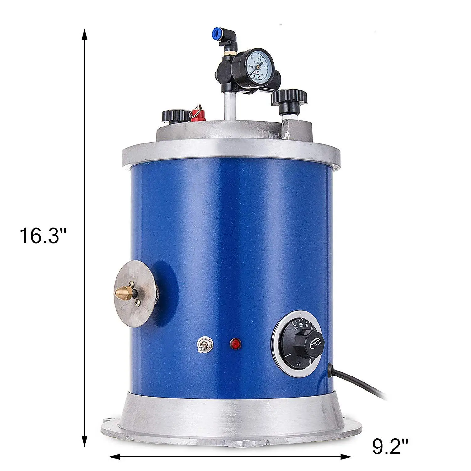 Round Barrel Wax Injector 5.5LB Tank Wax Injecting Machine for Jewelry 500W Wax Casting Machine with Double Nozzle Wax Injector