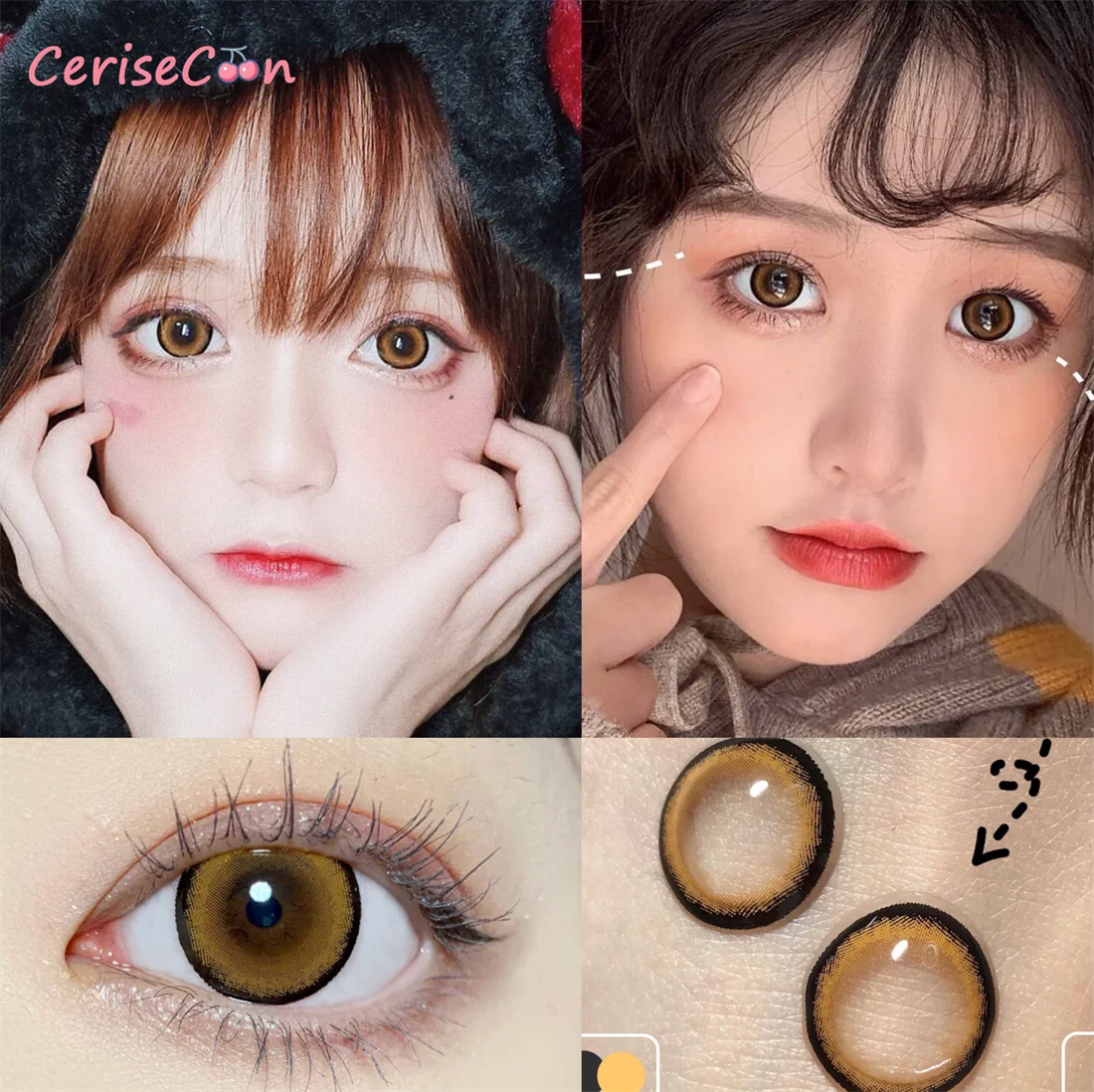 

Deer Brown Colored Contact Lenses Cosmetic Big Beauty Pupil Lens For Eyes Make Up Myopia Prescription Degrees 2Pcs/Pair