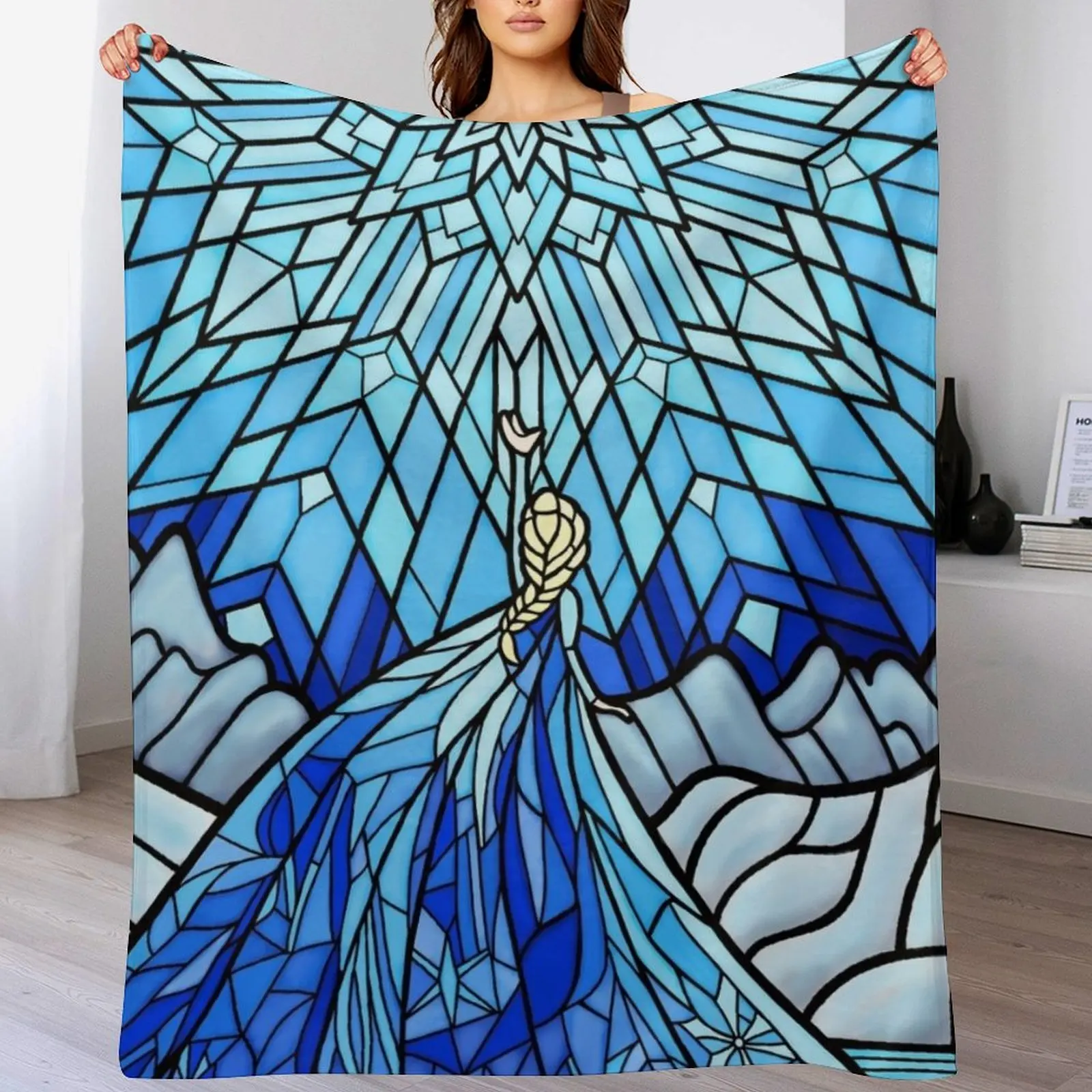 Одеяло для окон Холодное сердце фракталы в витраже тонкая кровать модные