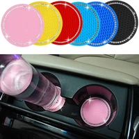 2 pack bling car coasters pvc travel auto cup holder insert coaster anti slip crystal vehicle interior accessories cup mats girl