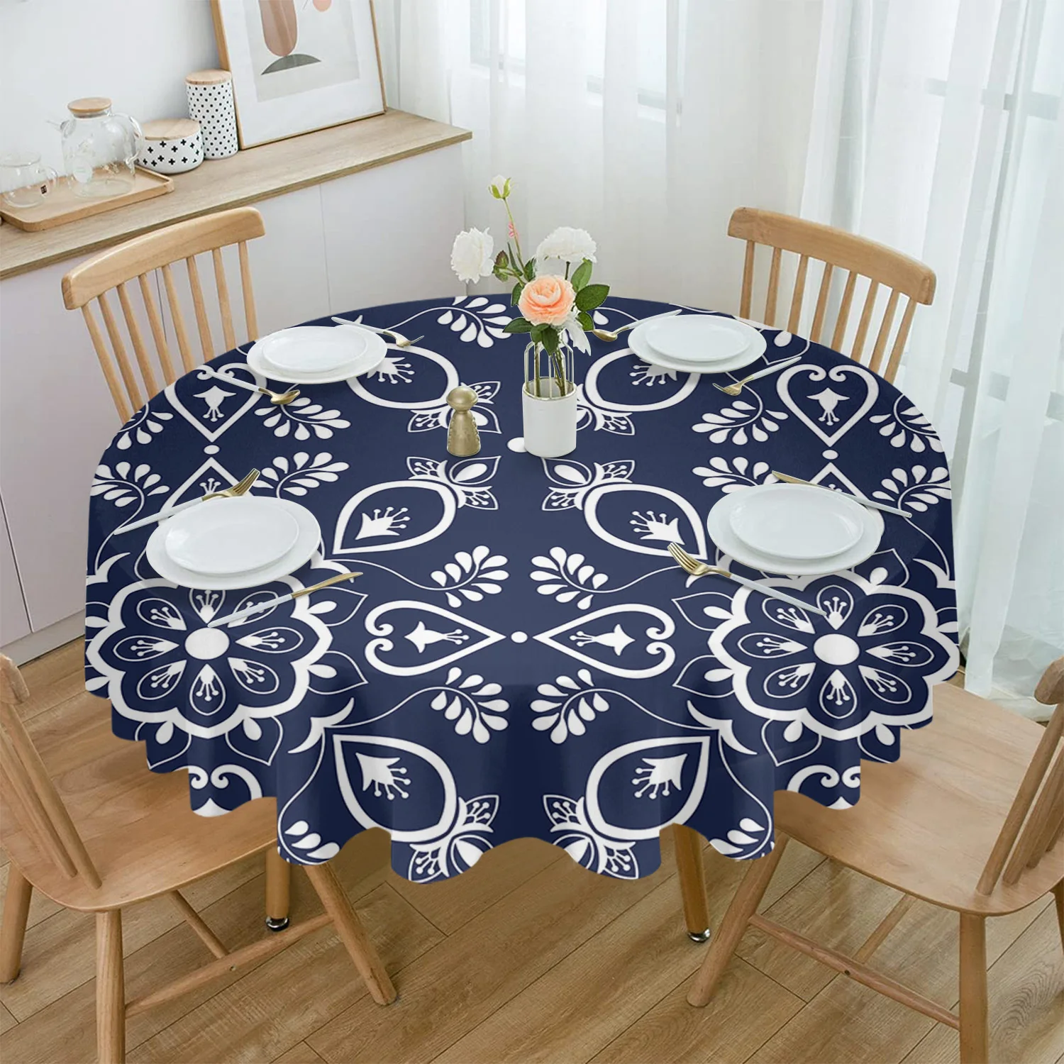 

Водостойкая скатерть с листьями и цветами, украшение для чайного столика, круглая скатерть для кухни, свадьбы, вечеринки, дома, столовой