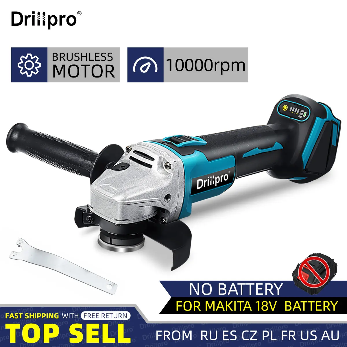 

125 мм бесщеточная Беспроводная угловая шлифовальная машина с переменной скоростью, режущая шлифовальная машина «сделай сам», домашние электроинструменты «сделай сам» для Makita с батареей 18 в