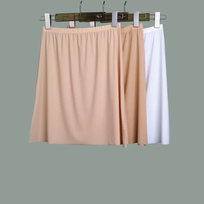 

NEW 2023 Summer Ice Silk Safety Skirt Women Sexy Sleepwear Nightdress Lingerie Ladies Seamless Nightshirt Bottoming Half Slip