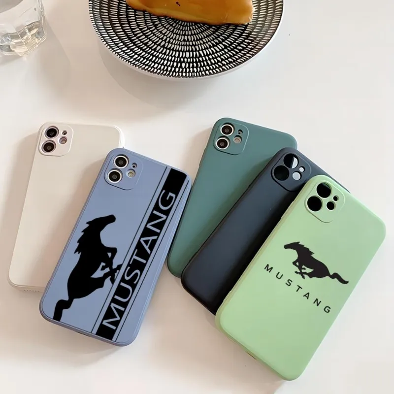 

Брендовый автомобильный чехол для телефона Ford Mustang, яркие цвета для IPhone 14 12 13 11 Pro Max Mini X XR XS Max 7 8 Plus, силиконовый чехол для пары