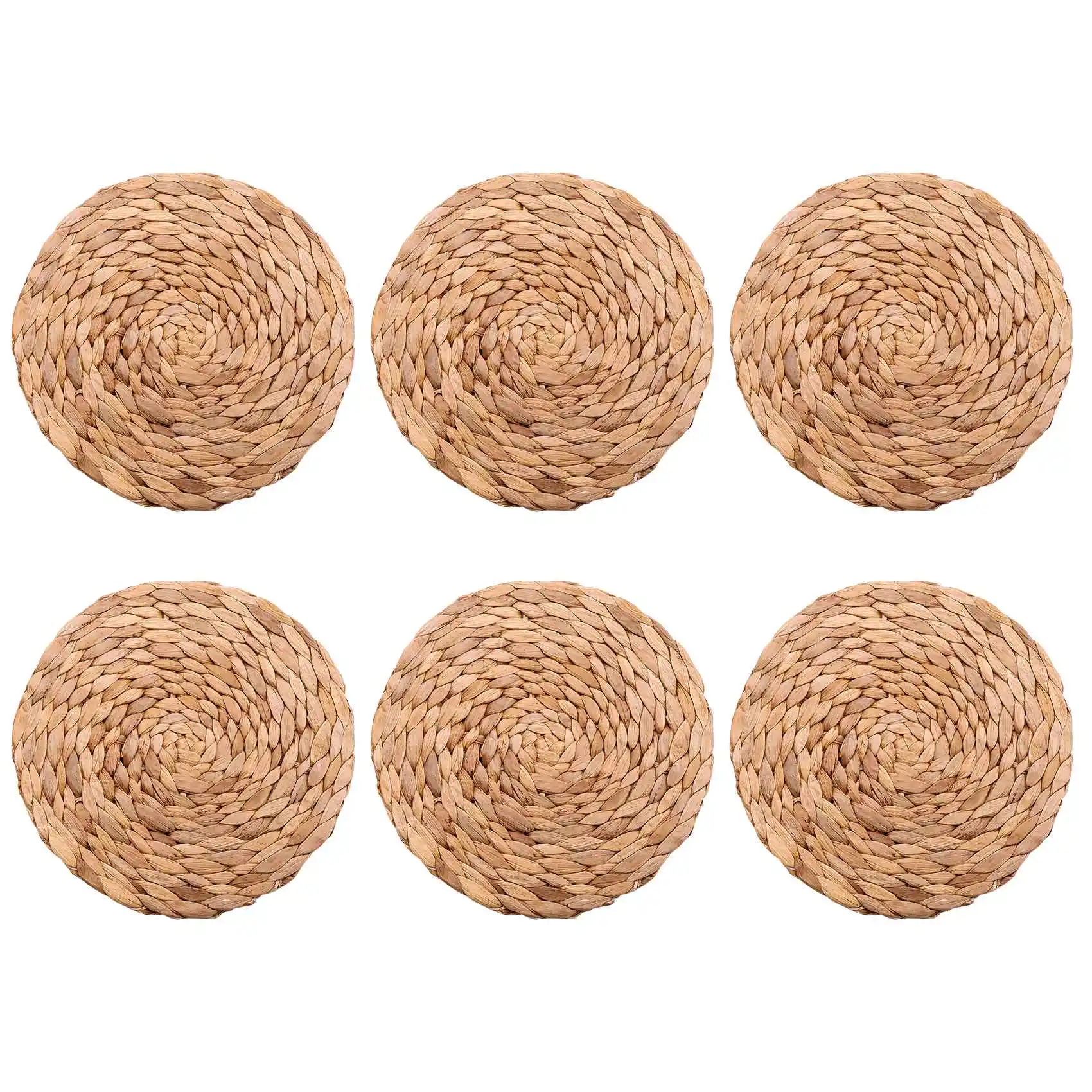 

6 Pack Round Water Hyacinth Placemat,Quality Woven Wicker Table Place Mats,25cm