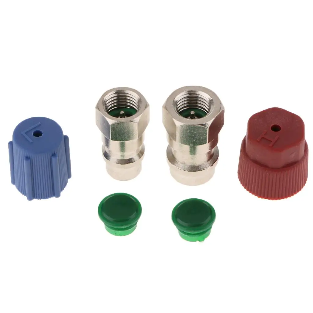 

2pcs A/C Charging Port Adapters Hi/ Low Retrofit R12 R22 to R134a