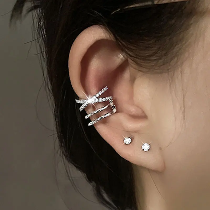1Pcs Zircon No Piercing Ear Cuff Earrings Earcuff Fake Cartilage Clip Earring Women Geometry Heart Star Ear Cuffs Jewelry Gifts