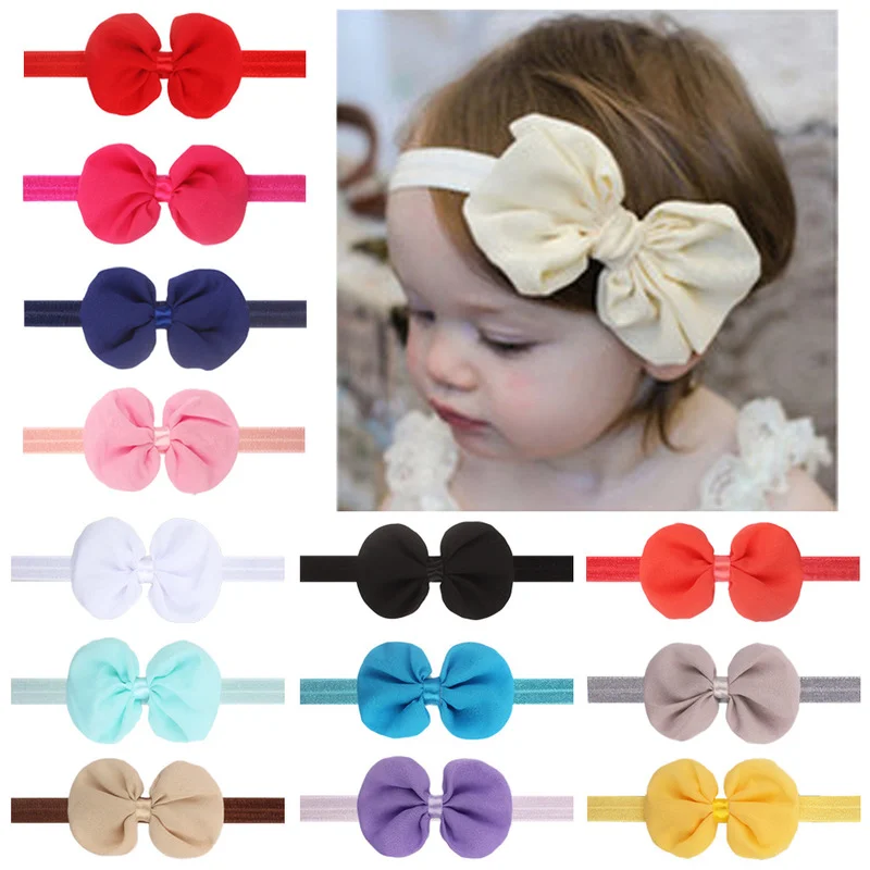 

Newborn Headband 13Colors Girls Chiffon Bow Hair Band Handmade DIY Kids More Skin-friendly Head Band Hair Accessories