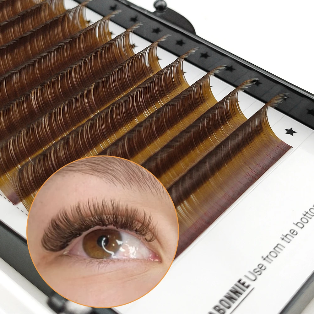 

Abonnie Brown Eyelash Extension Maquillaje Makeup Individual Eyelashes High Quality Soft Natural Synthetic Mink 12 Lines