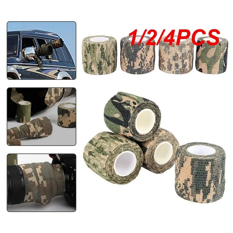 

1/2/4PCS New Outdoor Retractable Jungle Camouflage Tape Camo Hunting Self-adhesive Tape Paintball Airsoft Guns In Camouflage