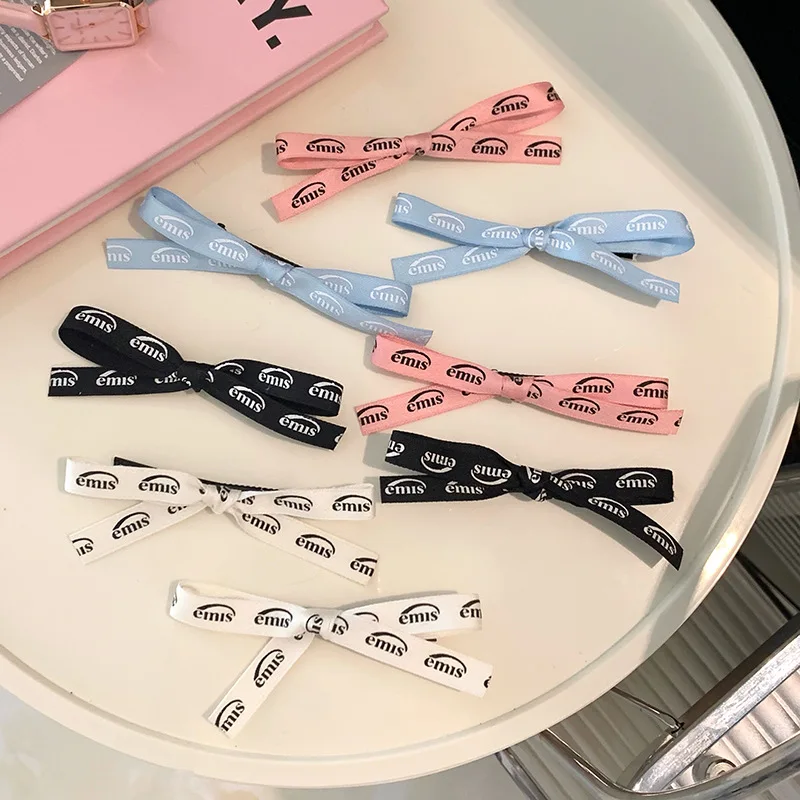 

Korean Ballet Girl Letter Ribbon Bowknot Hairpin Trendy Sweet Elegant Barrettes Clips Women Hair Accessories Children Headwear