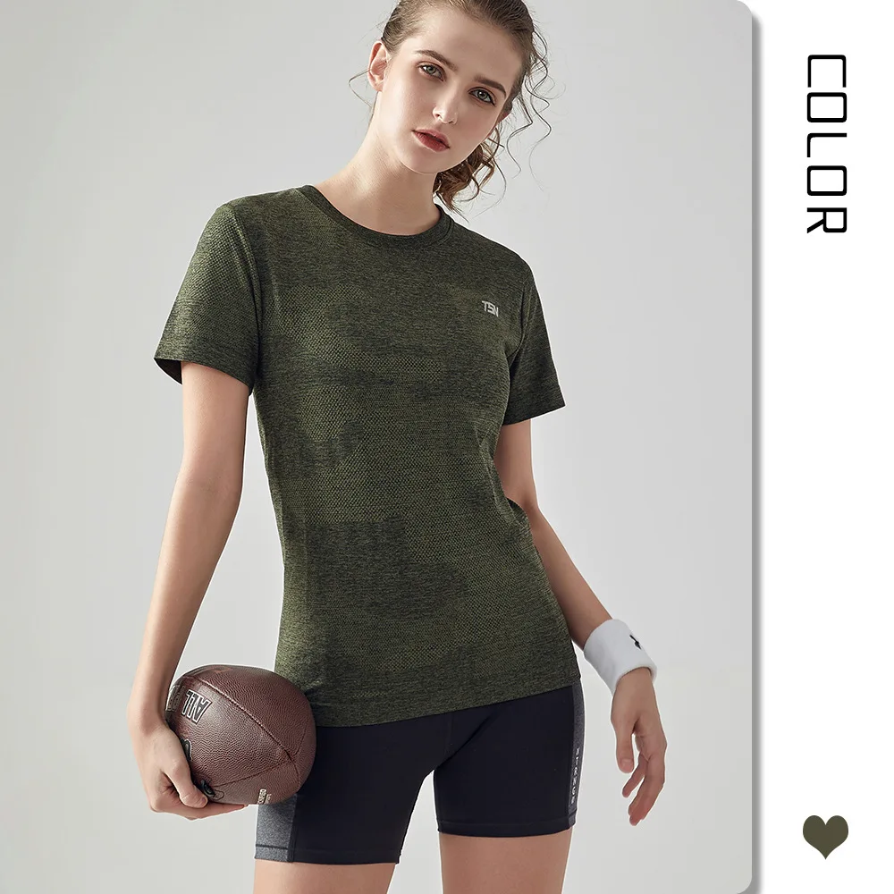 

Spring, summer, new sports running short sleeve women yoga clothing fitness quick-drying breathable coat big yards T-shirt