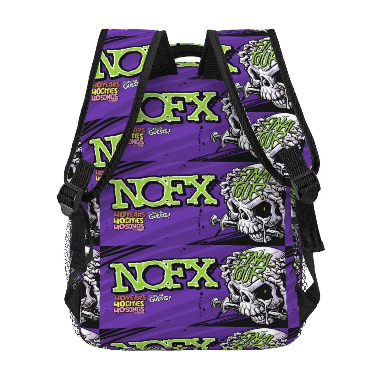 Фото Рюкзак Nofx Band Final Tour с принтом черепа, школьный рюкзак для мальчиков и девочек, детская сумка для книг, сумка для ноутбука, наплечная сумка для мужчин и женщин. №4