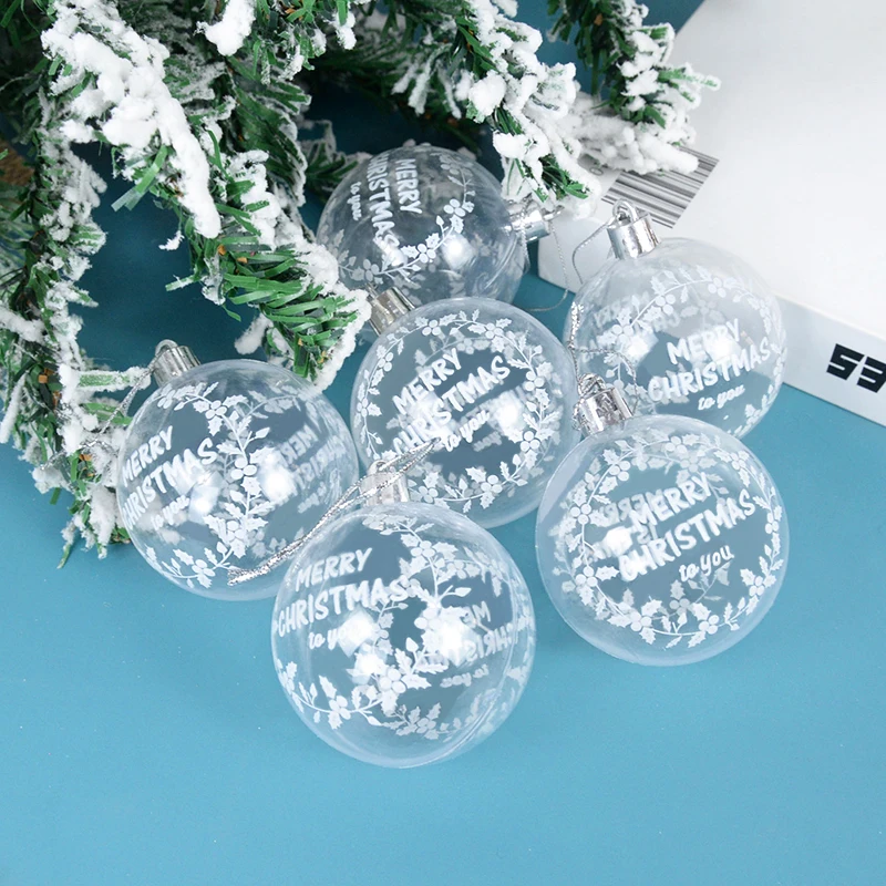 

6pcs 6cm Transparent Christmas Ball Christmas Tree Hanging Crystal Ball Ornaments New Year Xmas Decor For Home 2023 Navidad Gift