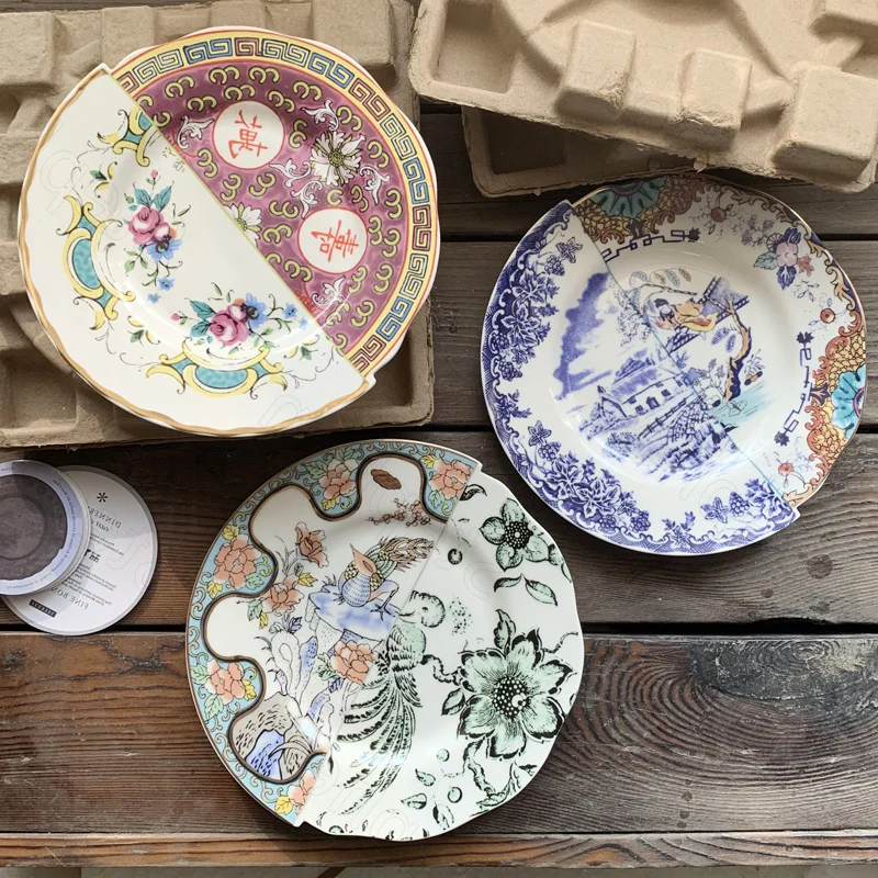

Chinese Western Culture Art Ceramic Plate Creative Classical Afternoon Tea Cake Dessert Plates Decorative Dishes Home Decoration