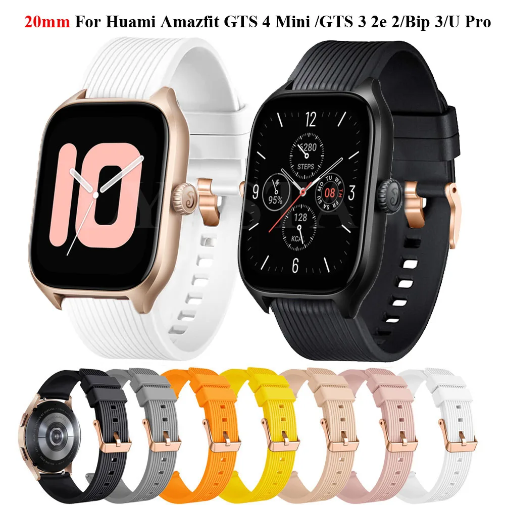 

Ремешок силиконовый для Huami Amazfit GTS 4 Mini/GTS 3 2e 2/GTR 42 мм, браслет для часов Amazfit Bip 3 Pro, 20 мм