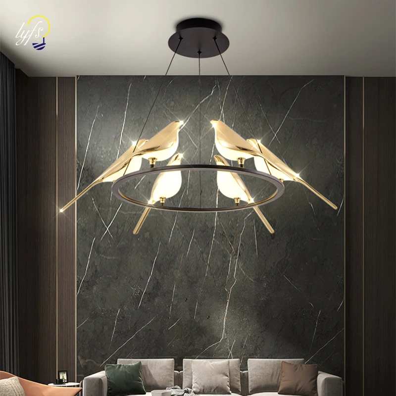 Nordic LED Ceiling Chandelier Pendant Lights Indoor Lighting Magpie Hanging Lamp Bedside Dining Tables Living Room Decoration