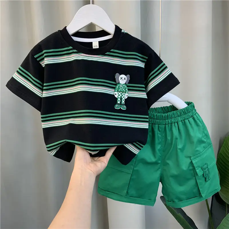 Boys' Suit 22 New Fashion Baby Summer Clothes Fried Street Clothes Boys' and Kids' Ruan Handsome Short Sleeve Two-Piece Suit