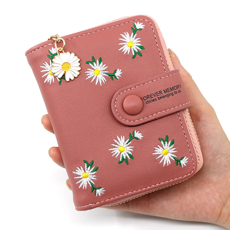 

2022 New Style Wallet Ladies Short Zip Fastener Purse Handbag Change Purse Embroidered Women's Coin Card Bag for Women Designer