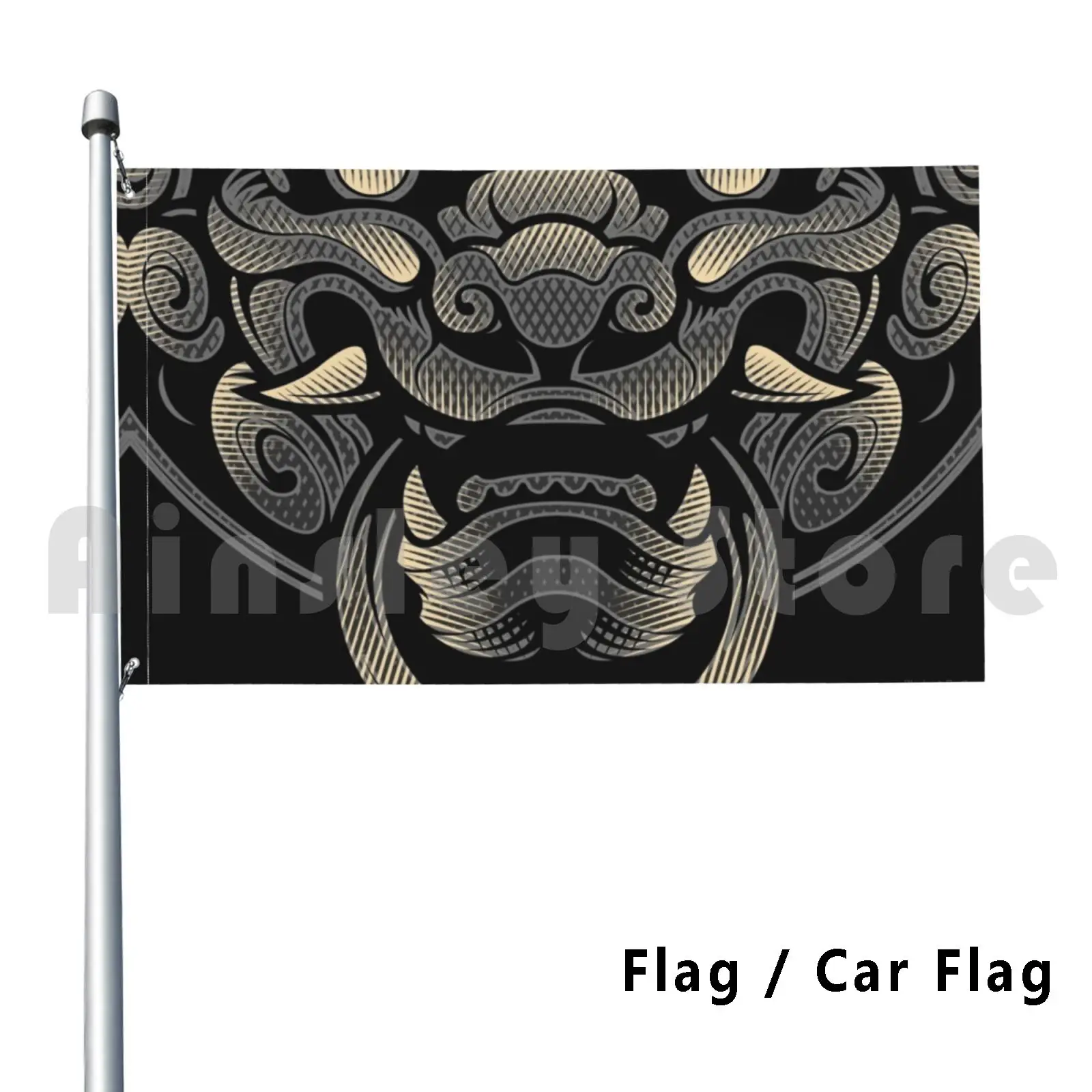 

Komainu Flag Car Flag Funny Komainu Japan Dog Lion Dog Japanese Tattoo Tattoo Komainu Art Foo Dog Dog