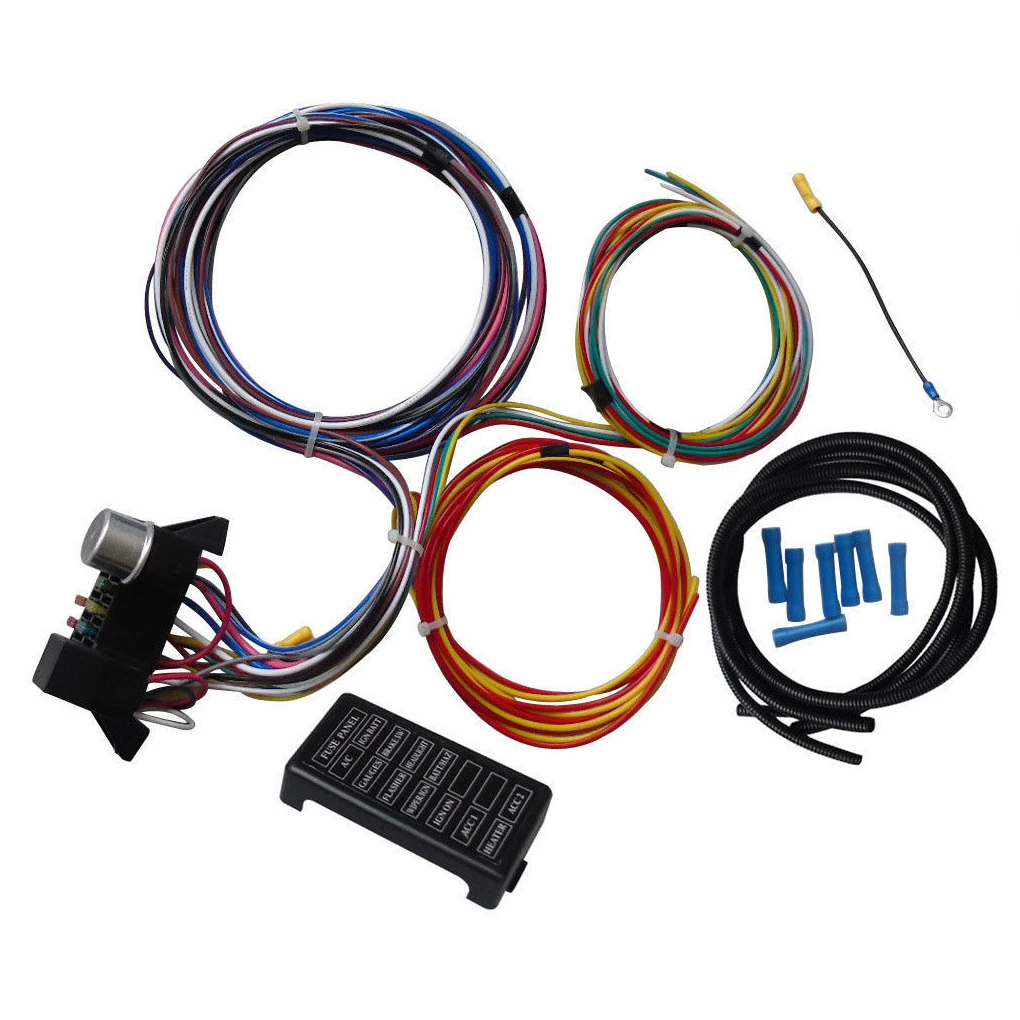 

12V 12-way Wire Harness Wear-resistant Wiring Harness Portable Professional Car Protection Harness Easy Installment 8-way