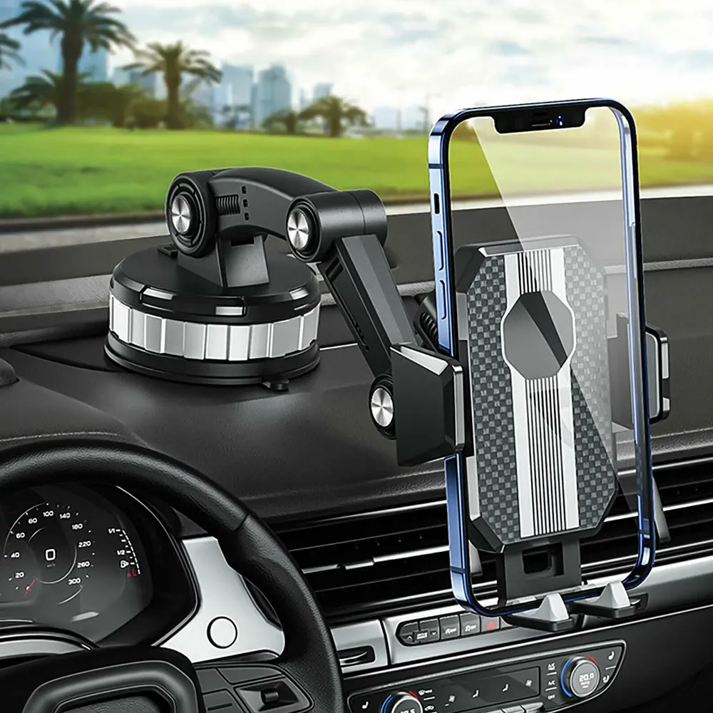 

Multifunctional 360° Cell Phone Holder for Car Dashboard Universal Suction Cup Type Windshield Car Phone Mount Desk Stand Black