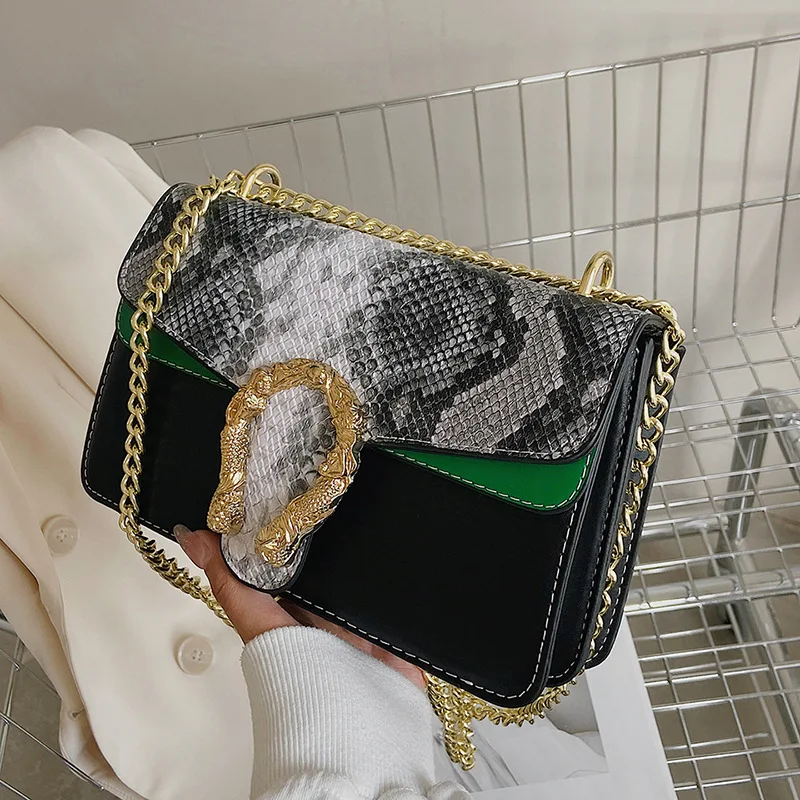 

New Colored Shoulder Bag Premium small bag Fashion Versatile Trendy Women's Chain Crossbody Bag Advanced Snake Pattern Handbag