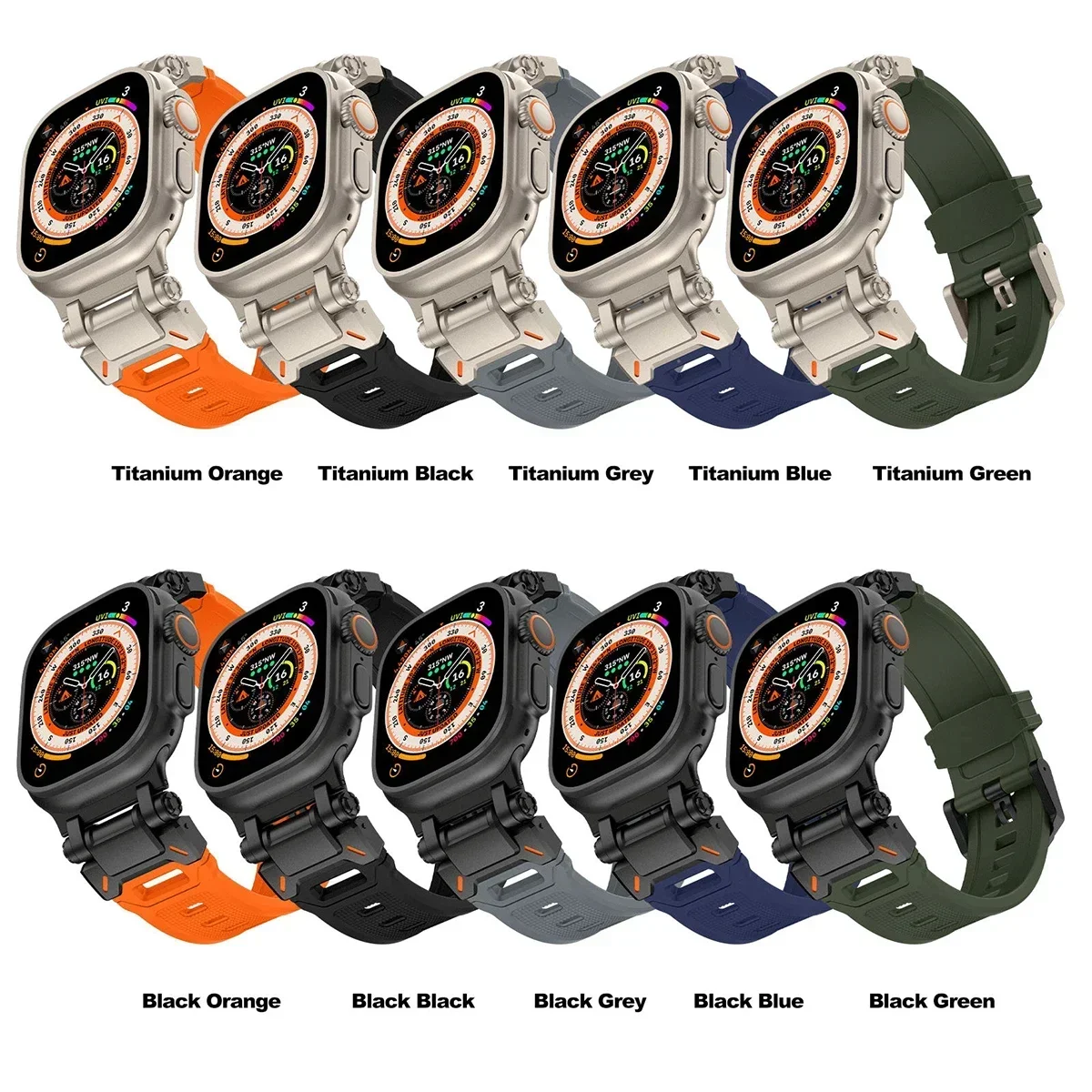 Ремешок спортивный из ТПУ для Apple Watch 9 45 мм Ultra 2 49 44 42 силиконовый браслет титана