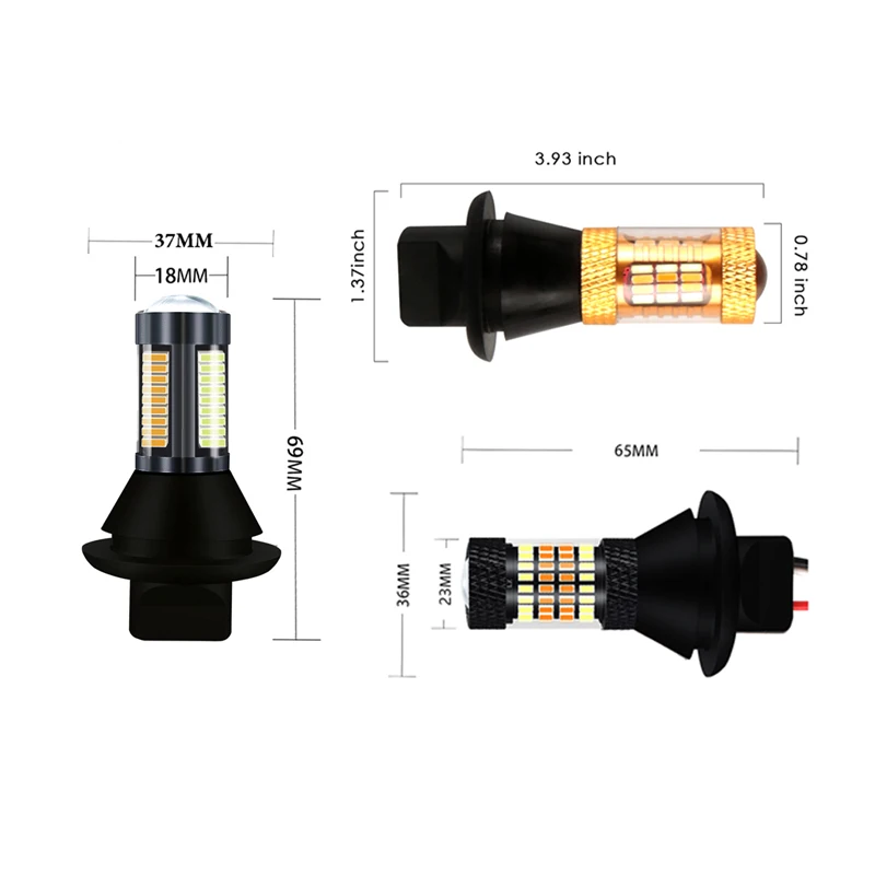 2 шт. 54SMD P21W 1156 BA15S BAU15S PY21W 7440 T20 Canbus двойной цвет светодиодный сигнал поворота