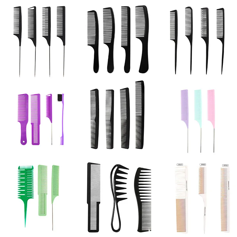 

4Pcs/Set Professional Hair Tail Comb Salon Cut Comb Styling Stainless Steel Spiked Salon Hair Care Styling Tool Barber