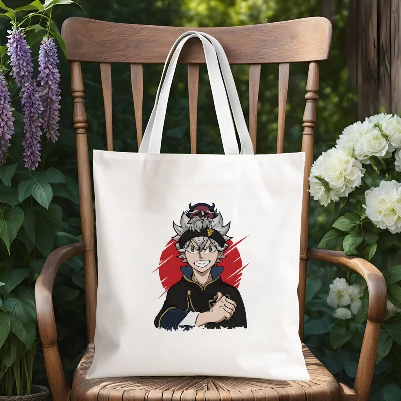 Женская Повседневная Холщовая Сумка-тоут С Принтом Черного Клевера В Стиле Аниме