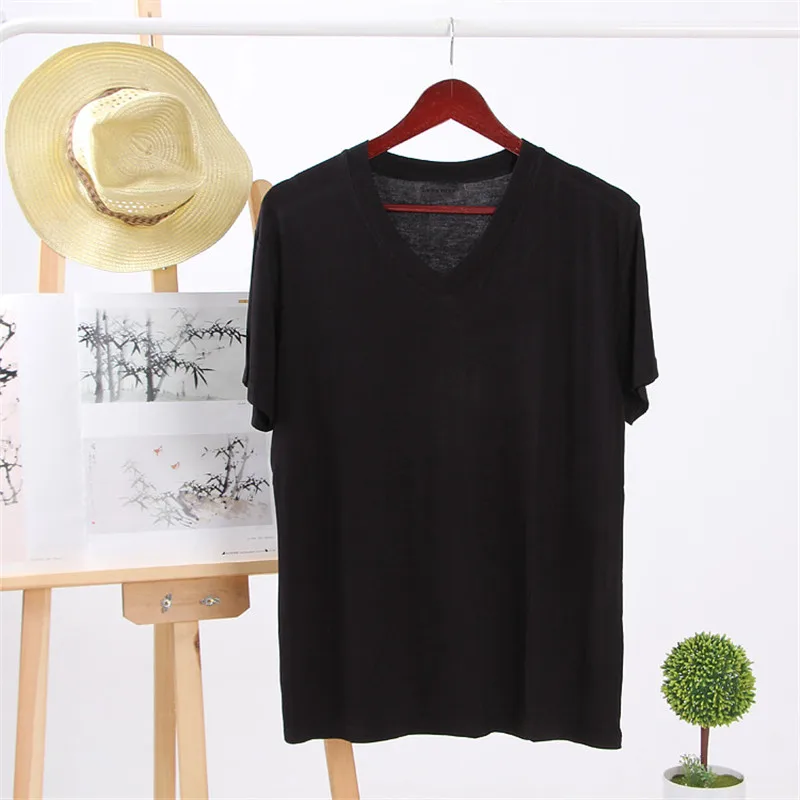 

7547-TD Short-sleeved men's fashion students five-and-a-half-sleeved loose couple summer cotton t-shirt men's t-shirt