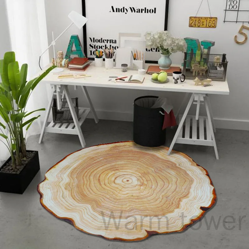 

Carpet simulation wood annual ring texture retro round carpet computer swivel chair floor mat home carpet floor mat