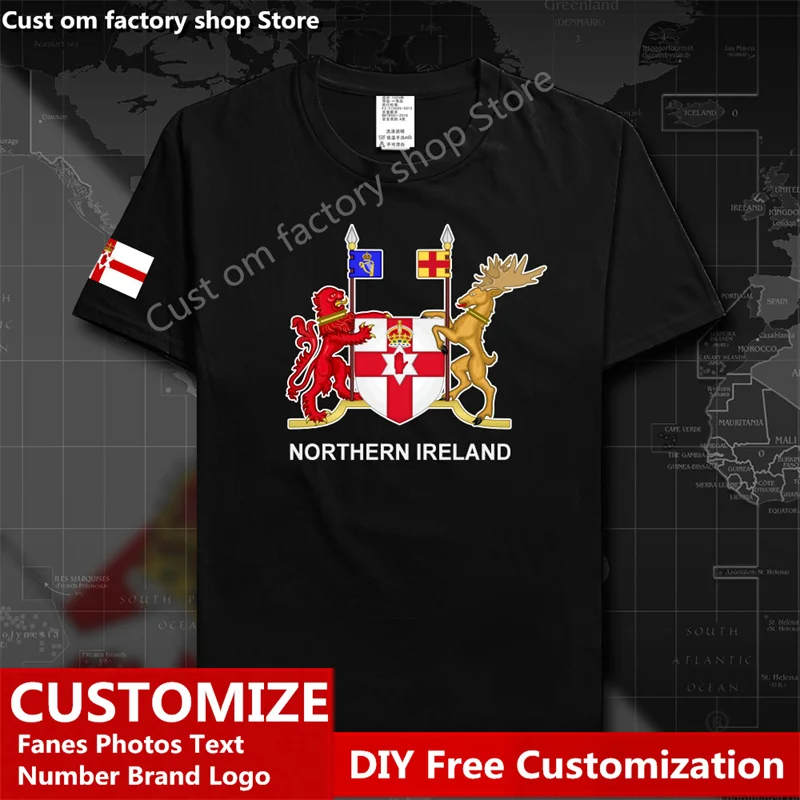 

Northern Ireland Irish NIR NI Free Custom Jersey Name LOGO 100% Cotton T-shirts Men Women Fashion Hip Hop Loose Casual T-shirt