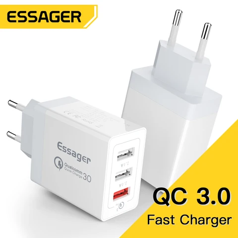 Зарядное устройство Essager USB Type-C, 30 Вт, быстрая зарядка 3,0 для iPhone 14, Samsung, Xiaomi, 3 порта