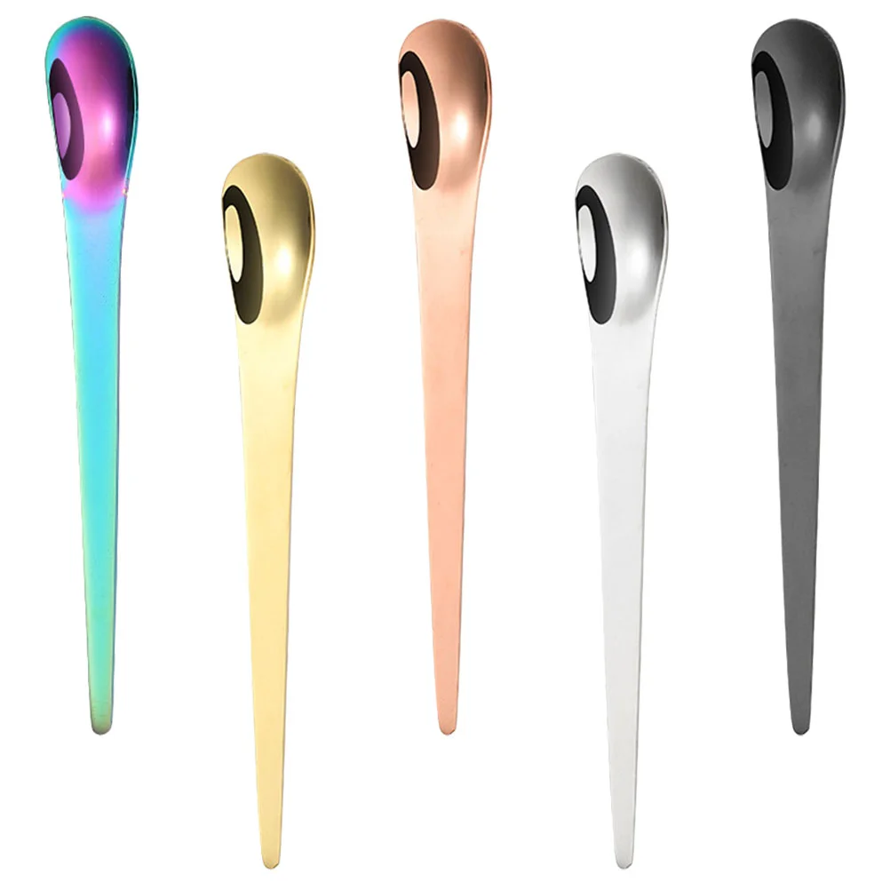 

5 Pcs Stainless Steel Seasoning Spoon Ice Cream Coffee Spoons Stirrer Delicate Kitchen Handle Fine