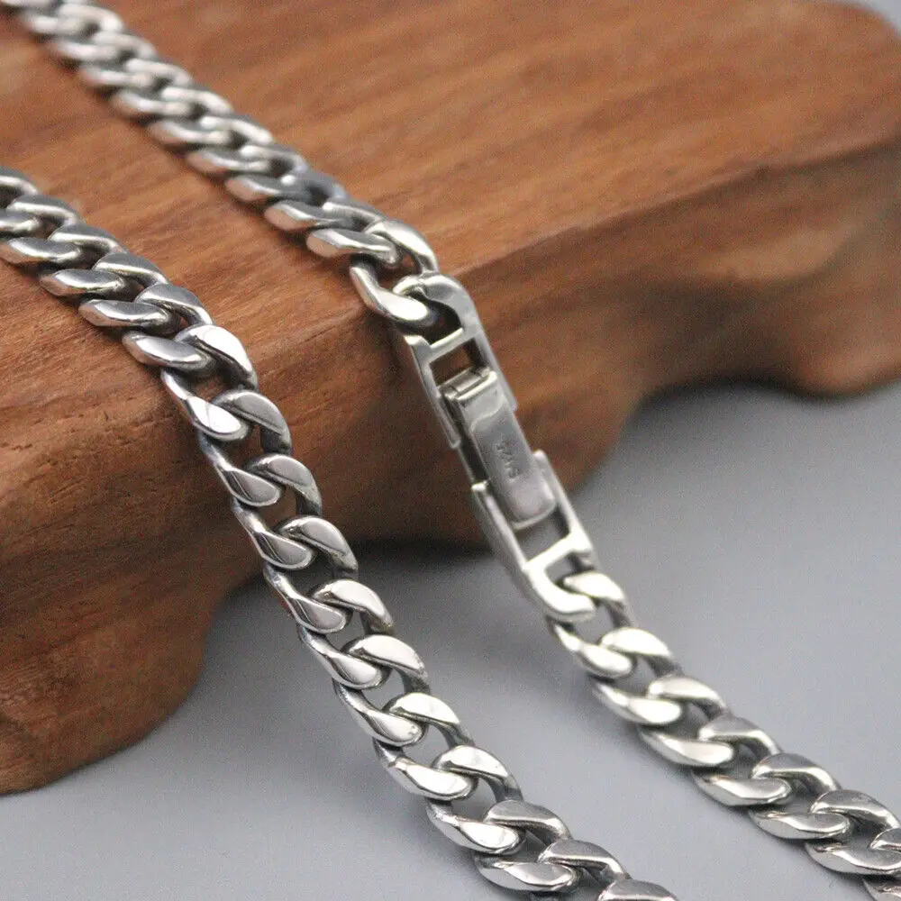 

Ожерелье из настоящего серебра 925 пробы 6 мм, Мужская цепочка из панцирного плетения 19,7 дюйма S925