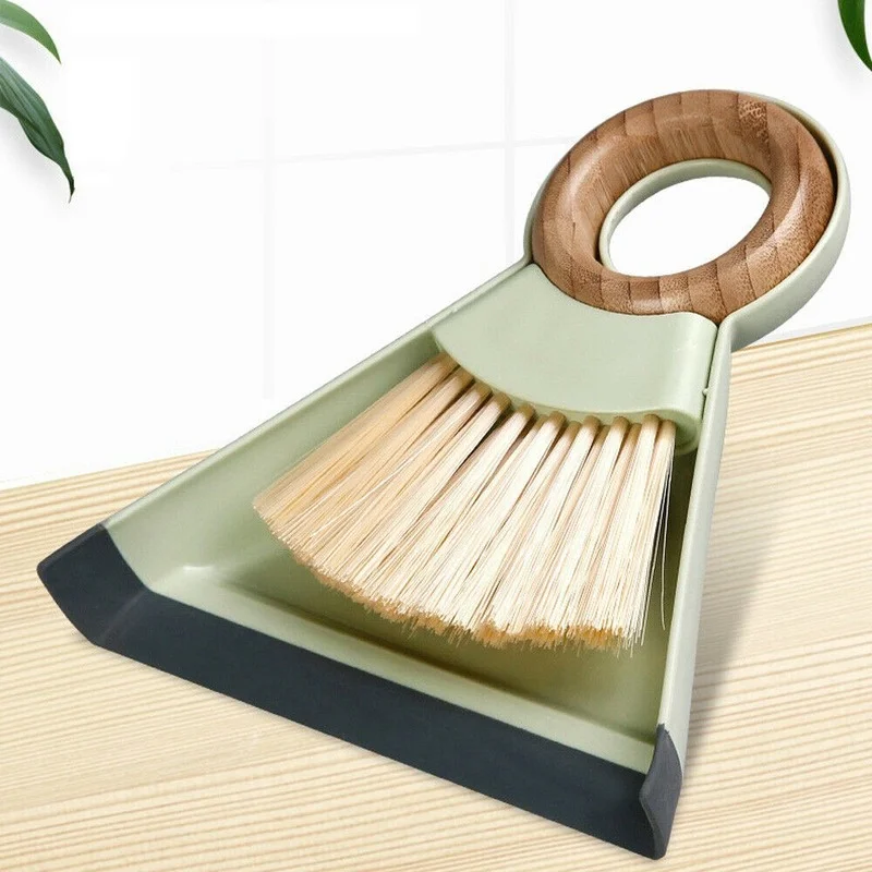 

Mini Desktop Brooms and Dustpan Set Wooden Handle Hanging Household Brush Combination Plastic Household Cleaning Accessories